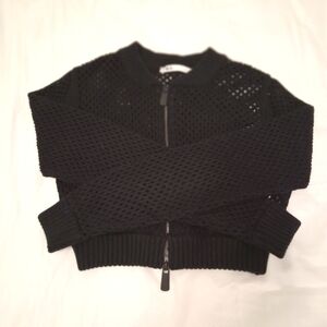 ZARA BLACK CROP OPEN-KNIT WOMEN'S BLACK CARDIGAN